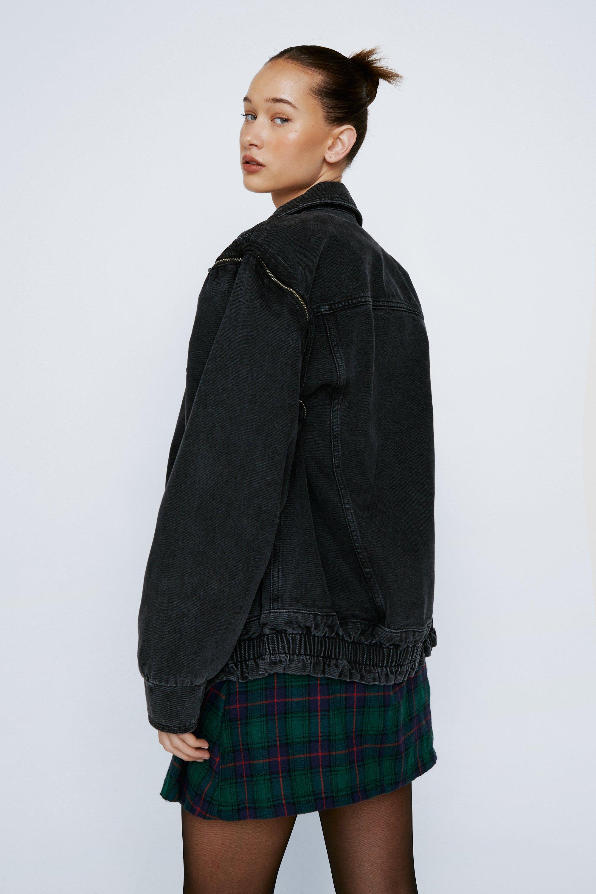 Black petite cheap denim jacket